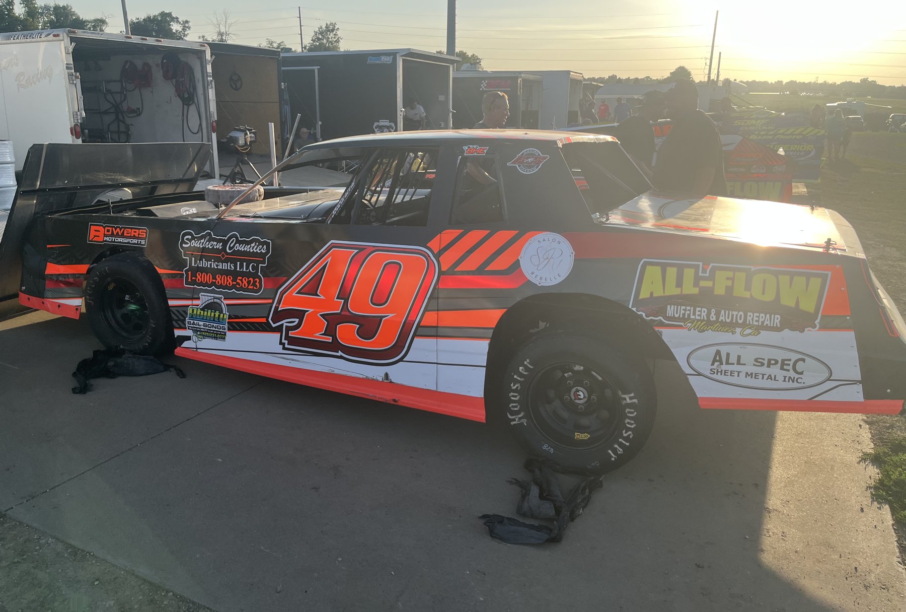 Troy Foulger's No. 49 IMCA Modified in the pit lane